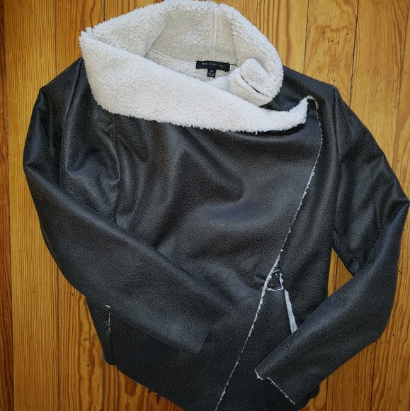 MM Couture Raw Edge Suede Faux Shearling Coat - Picture 2 of 4